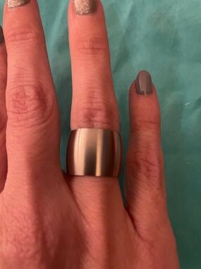 JBloom Wide Dome Metal Statement Ring - Silver Tone (Size 7)